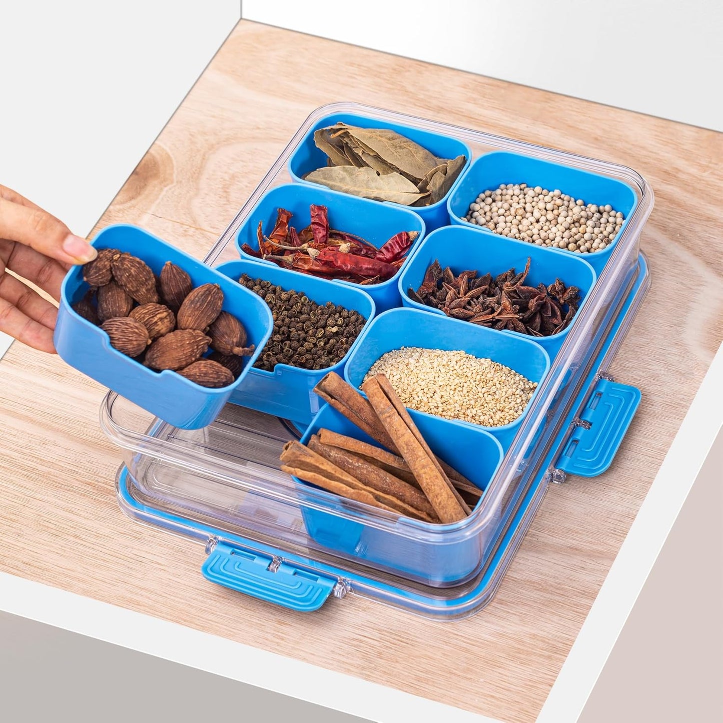WACOI Divided Snack Serving Tray with Lid and Handle travel Snackle Box Charcuterie Container Portable Storage Organizer for Candy, Fruits, Nuts, Snacks 1Pack White