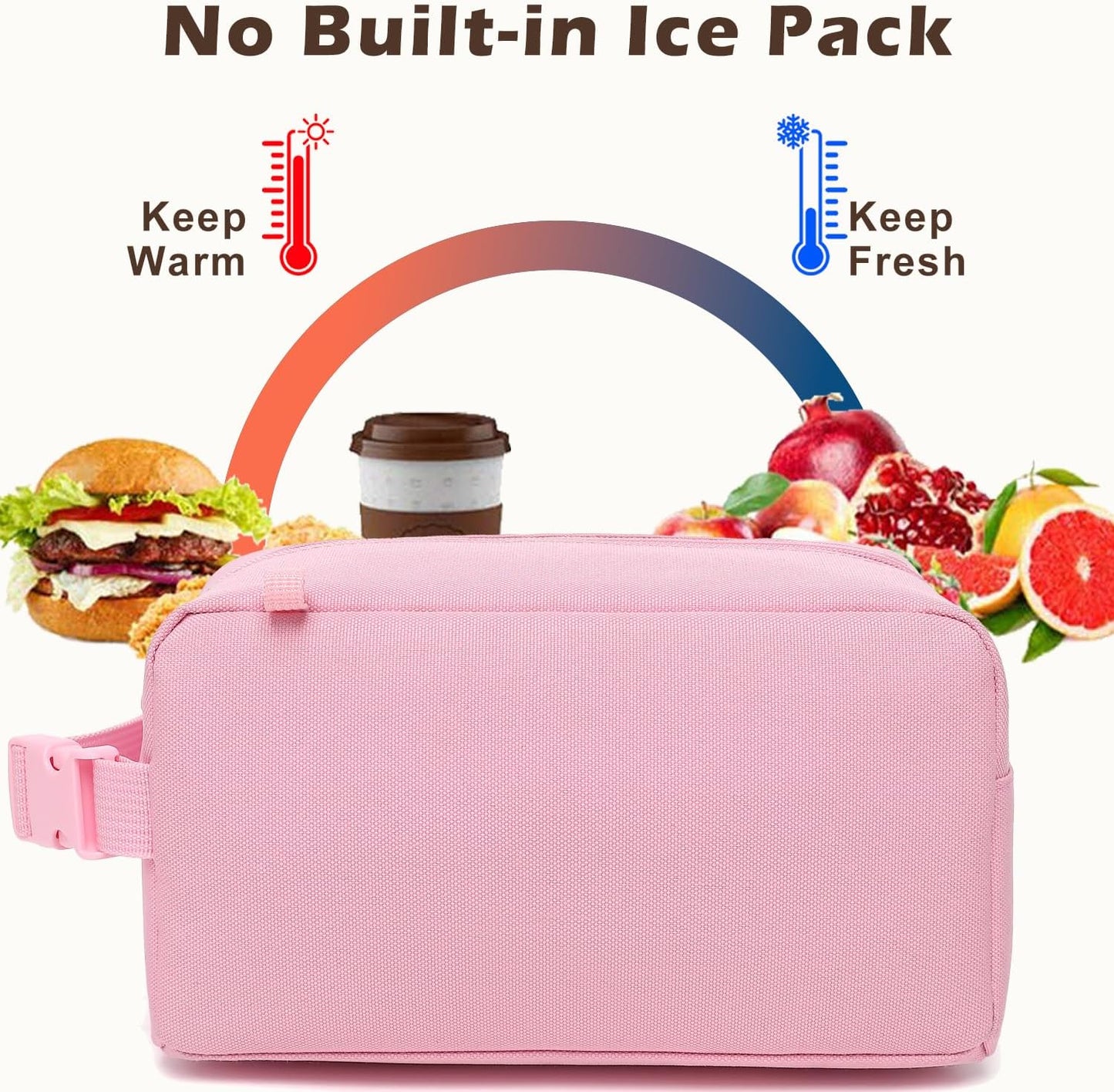 FlowFly Small Insulated Lunch box Portable Soft Bag Mini Cooler Thermal Meal Tote Kit with Handle for Work & School, Black