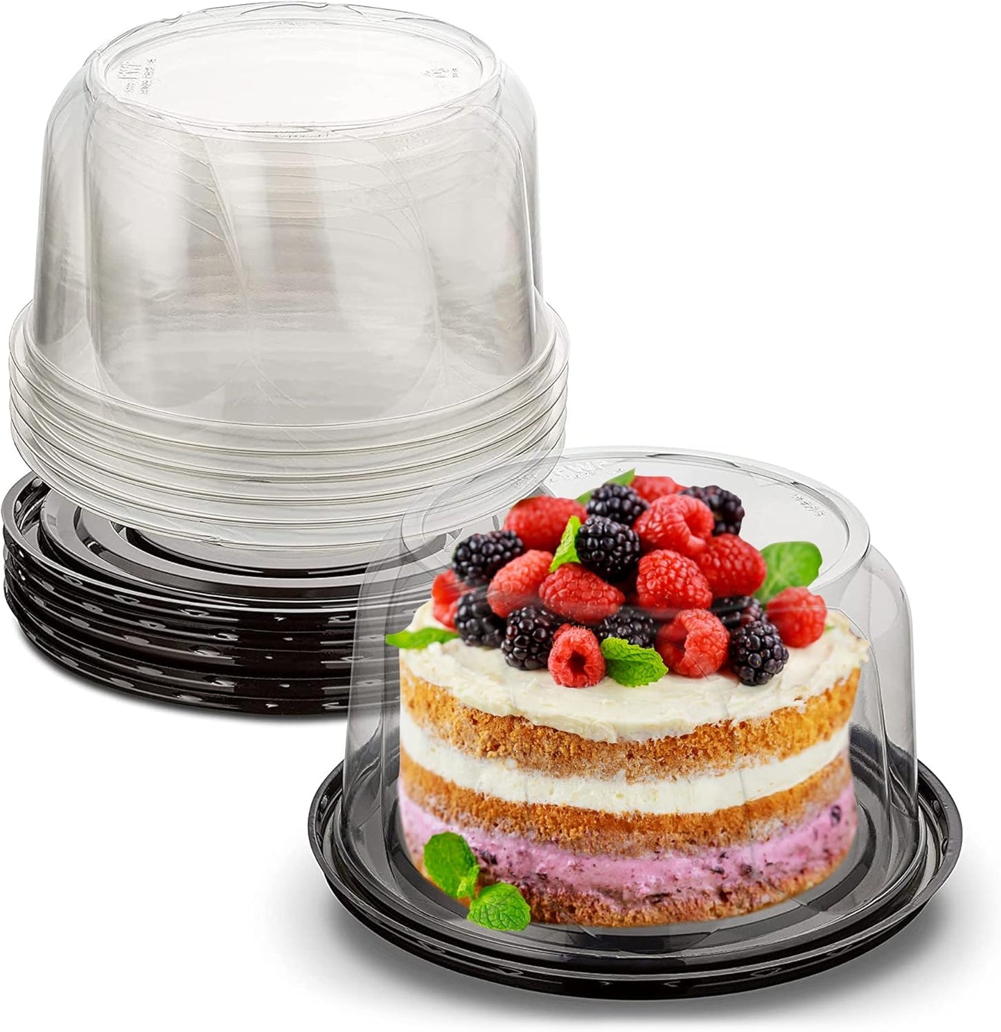 MT Products Round PET Plastic Cake Container 8" - Plastic Bakery Boxes (Pack of 5) - Made in the USA