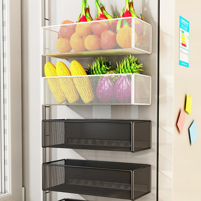 Magnetic Basket Organizer Holder for Fridge Magnetic Storage Bin Box Containers for Refrigerator Whiteboard Classroom (Large, Black)