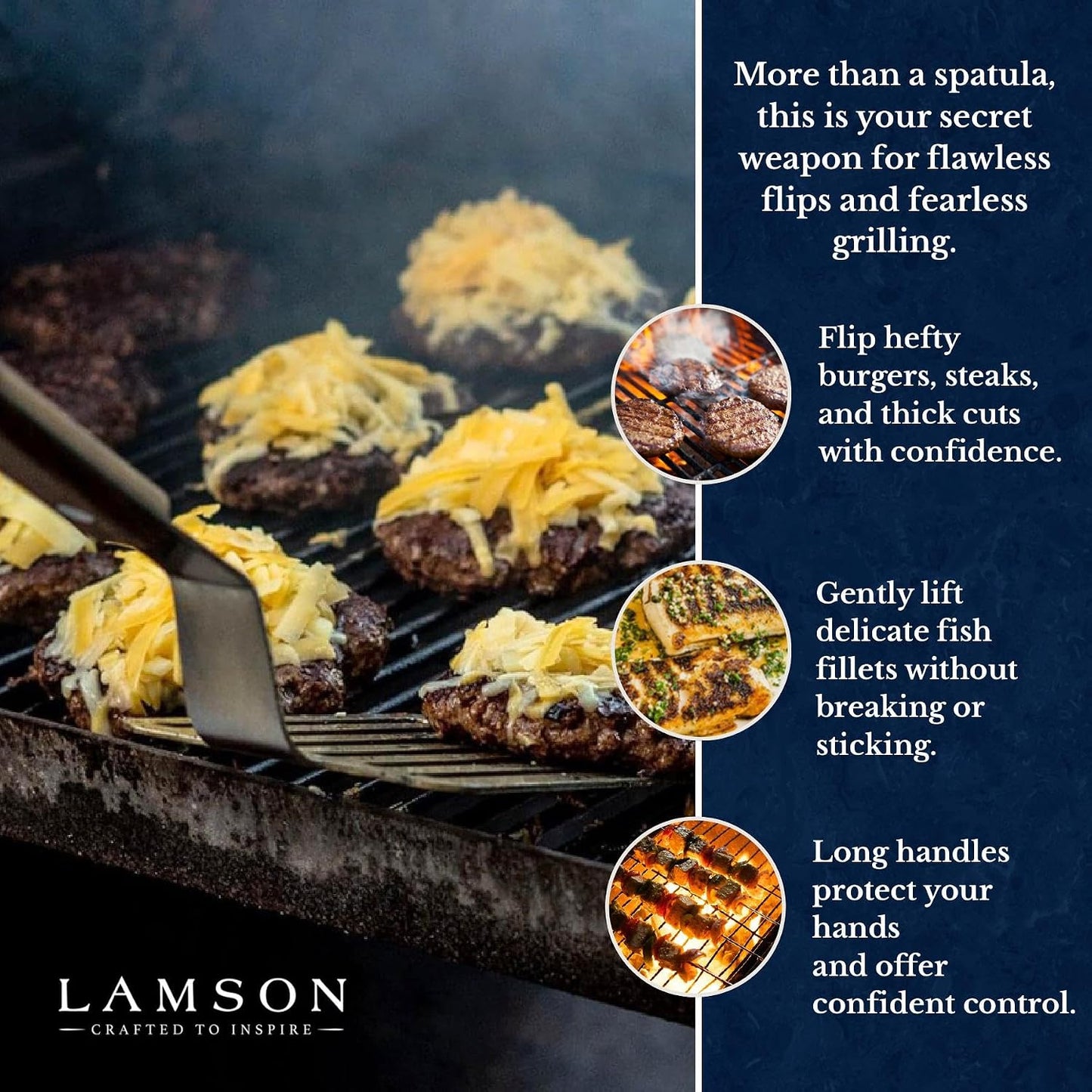 Lamson Fish Spatula, Slotted Metal Turner, 3 x 6 In, Right Hand | Ultra Durable composite handle, dishwasher safe; flexible stainless blade; a dedicated left-handed model is available