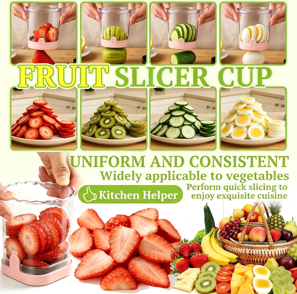 Hendiy Strawberry Slicer, Black, 1-Pack