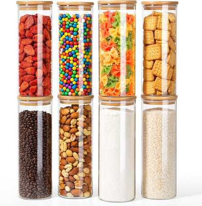 77L Glass Storage Containers with Lids [Multi-Size Set of 5], Airtight Glass Canisters for Kitchen & Pantry Organization, Clear Food Jars for Pasta, Cereal, Flour, Sugar, Coffee, Nuts & Snacks