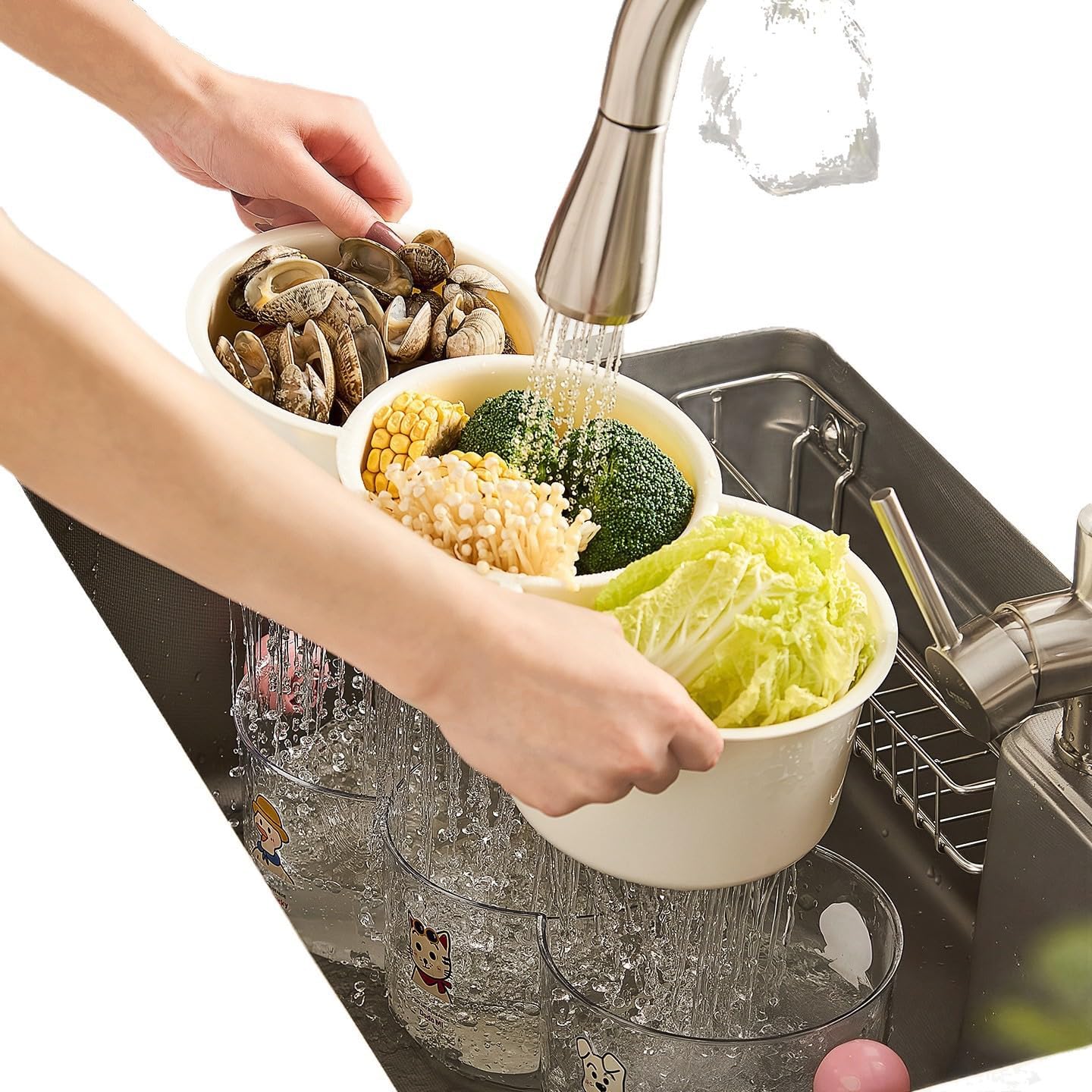360° Rotating Fruit and Vegetable Storage Box, Vegetable and Fruit Plate, Double-Layered Storage with Water Drainage, nut Storage Box (8.27Inch)