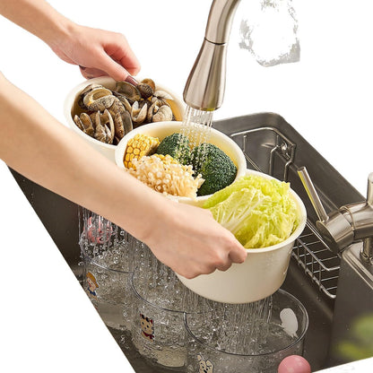 360° Rotating Fruit and Vegetable Storage Box, Vegetable and Fruit Plate, Double-Layered Storage with Water Drainage, nut Storage Box (8.27Inch)