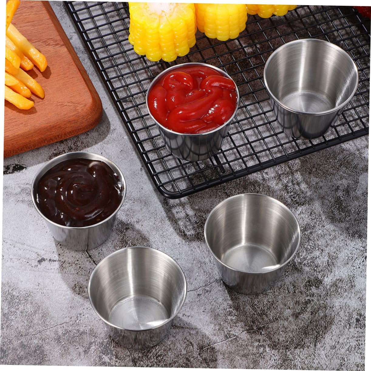 OUNONA 20pcs Stainless Steel Dipping Bowls Sauce Cups for Ketchup Condiments Appetizers for Restaurants and Home Use Versatile Kitchen Storage