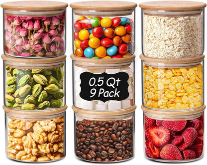 ComSaf 2Pcs Large Glass Storage Containers with Lids 4Qt, 1 Gallon Wide Mouth Flour Sugar Storage Containers, Large Capacity and Sealed for Rice, Cereal, Oat, Easy Clean and Scoop, Pantry Organization