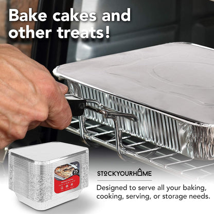 Stock Your Home 9x13 Aluminum Trays with Lids (10 Pack) – Disposable Half Size Deep Pans for Cooking, Storage, BBQ, Grilling, Catering