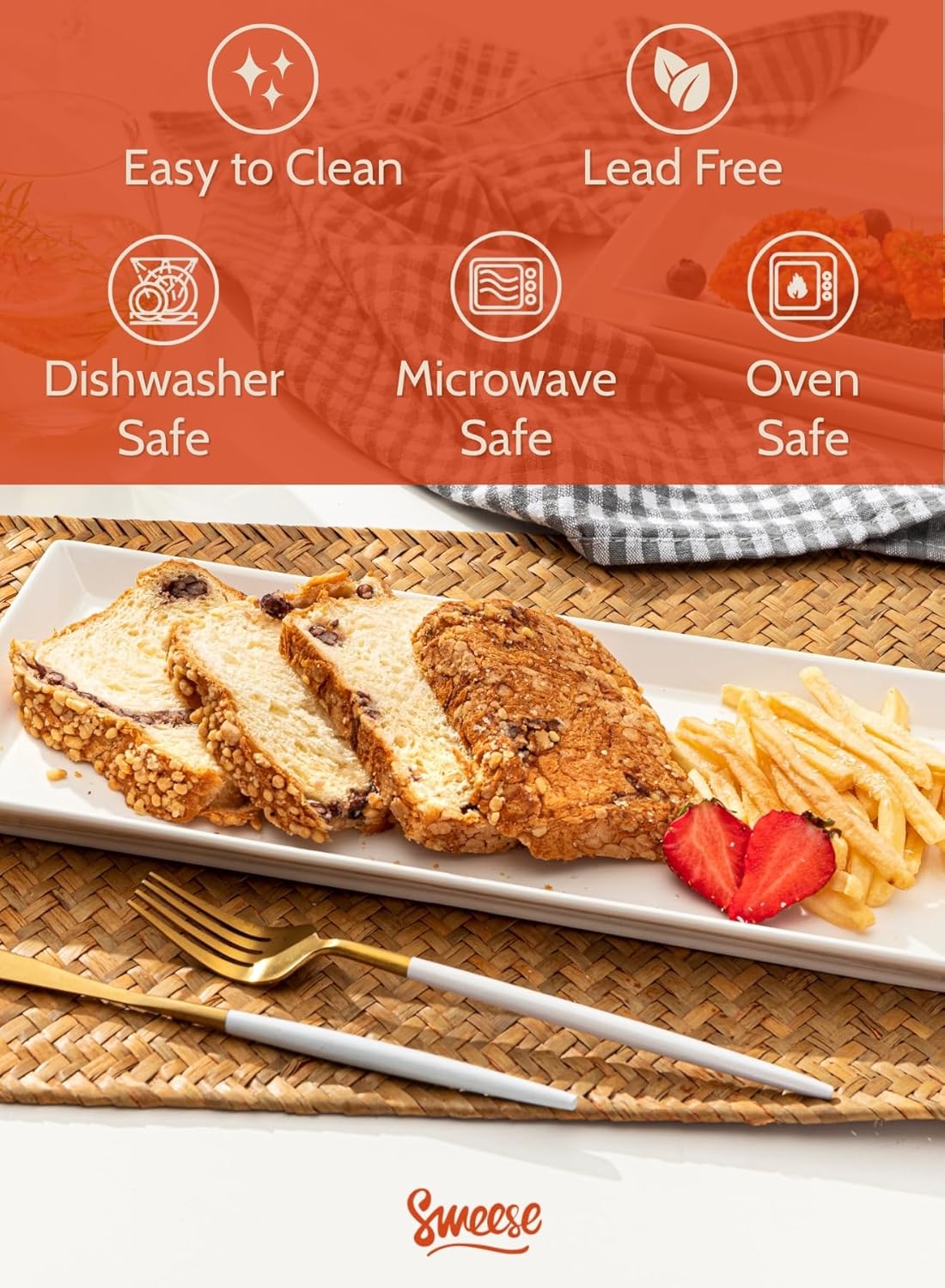 Sweese Serving Platter, 15.5/13.8/11.7 Inch Rectangle Porcelain Serving Trays, Serving Dishes for Entertaining, White Platters for Serving Food Party, Turkey Platter for Thanksgiving, Set of 3