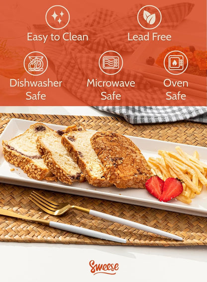 Sweese Serving Platter, 15.5/13.8/11.7 Inch Rectangle Porcelain Serving Trays, Serving Dishes for Entertaining, White Platters for Serving Food Party, Turkey Platter for Thanksgiving, Set of 3