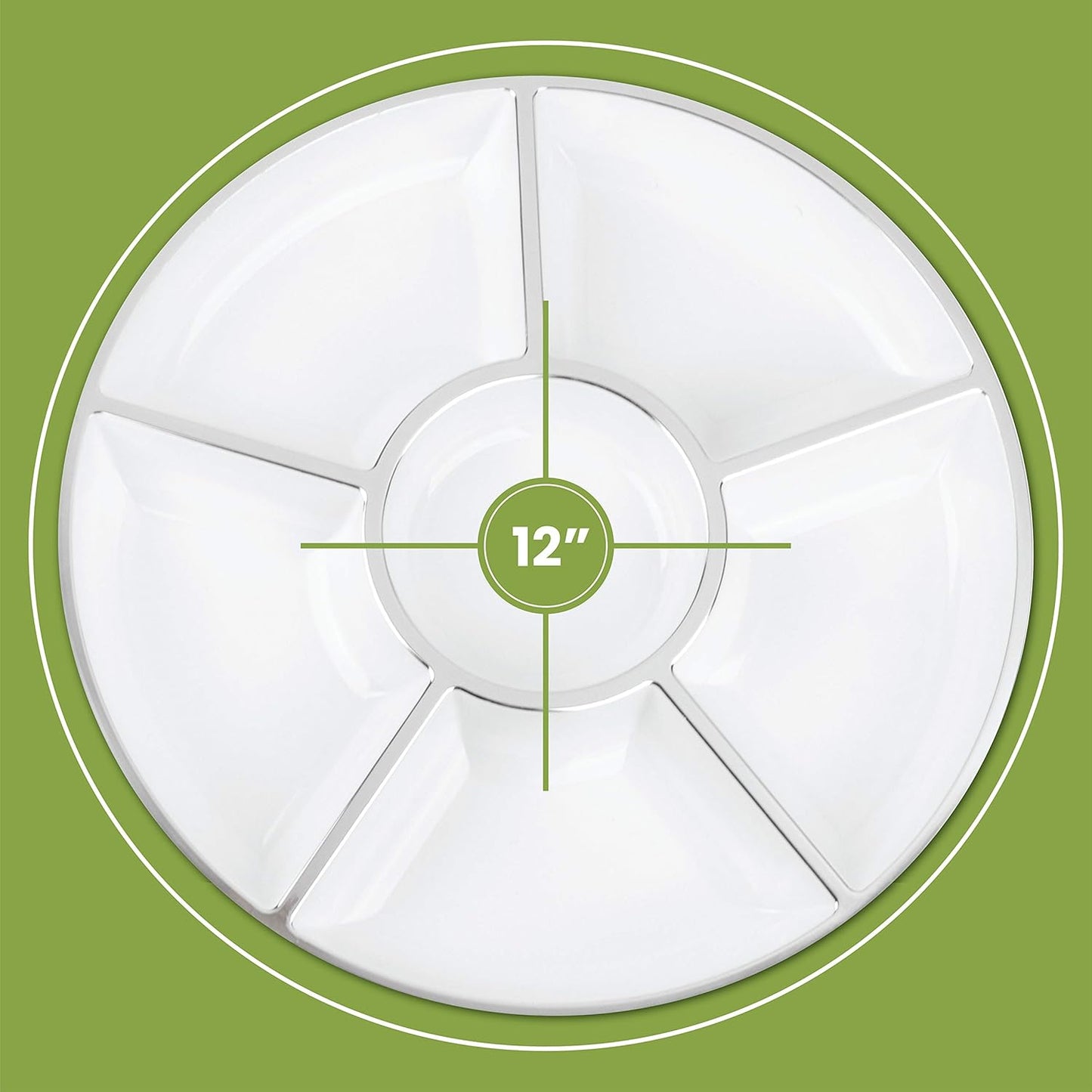 Plasticpro 6 Sectional Round Plastic Serving Tray/Platter (4, Clear)