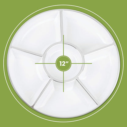 Plasticpro 6 Sectional Round Plastic Serving Tray/Platter (4, Clear)