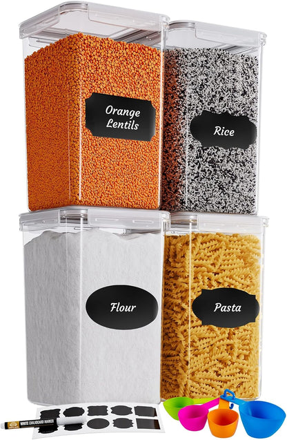 Chef's Path Extra Large Airtight Food Storage Containers with Lids, Pack of 2, 6.5L, 220Oz, Airtight Kitchen and Pantry Bulk Canisters for Flour, Sugar, Rice, and Baking Supplies - Transparent