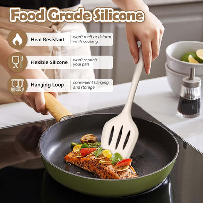 LIANYU 14 Pcs Silicone Kitchen Utensils Set with Holder, 446°F Heat Resistant Silicone Cooking Kitchen Utensils Spatula Set, Non-Stick & Dishwasher Safe Cooking Tools, Comfort Grip Handle, Black