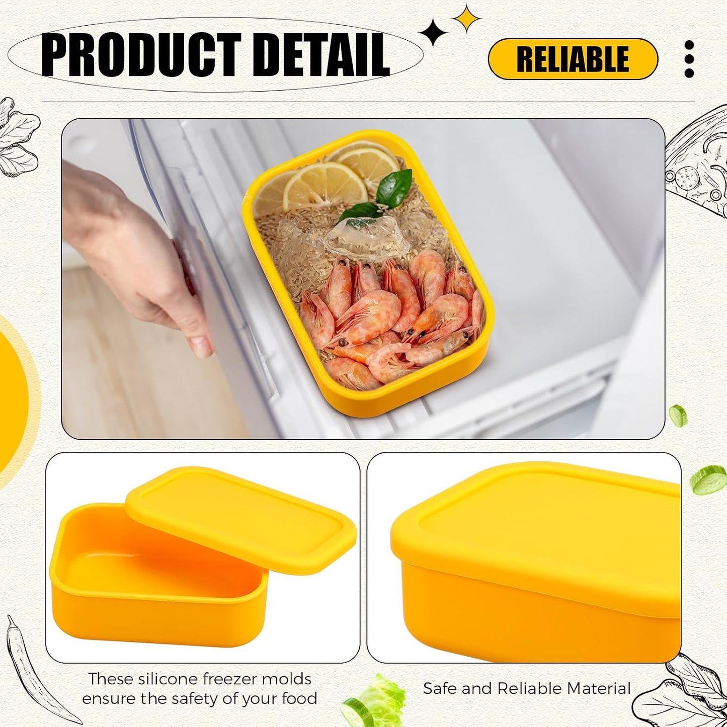 Nuogo 8 Pcs 2 Cup Silicone Freezer Trays with Lid Silicone Soup Freezer Molds Rectangle Soup Containers Reusable Food Preserving Tray Freezing Ice Trays for Soups Sauces Stews(Blue)
