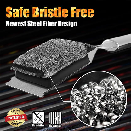 GRILLART Grill Brush and Scraper, Wire BBQ Grill Brush for Outdoor Grill, 16.5” Grill Cleaning Brush BBQ Grill Accessories, Safe Grill Cleaner Brush-Ideal Gift for Men/Dad BBQ Brush for Grill Cleaning