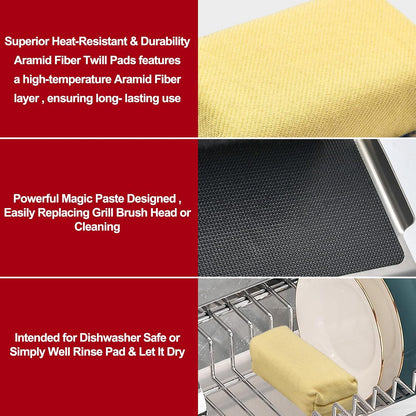 Grill Brush Bristle Free Steam Cleaning Tool, Heat-Resistant Aramid Fiber Cleaner with Replaceable Twill Pads & Steam, BBQ Accessories Cleaner - Gifts for Men/Dad