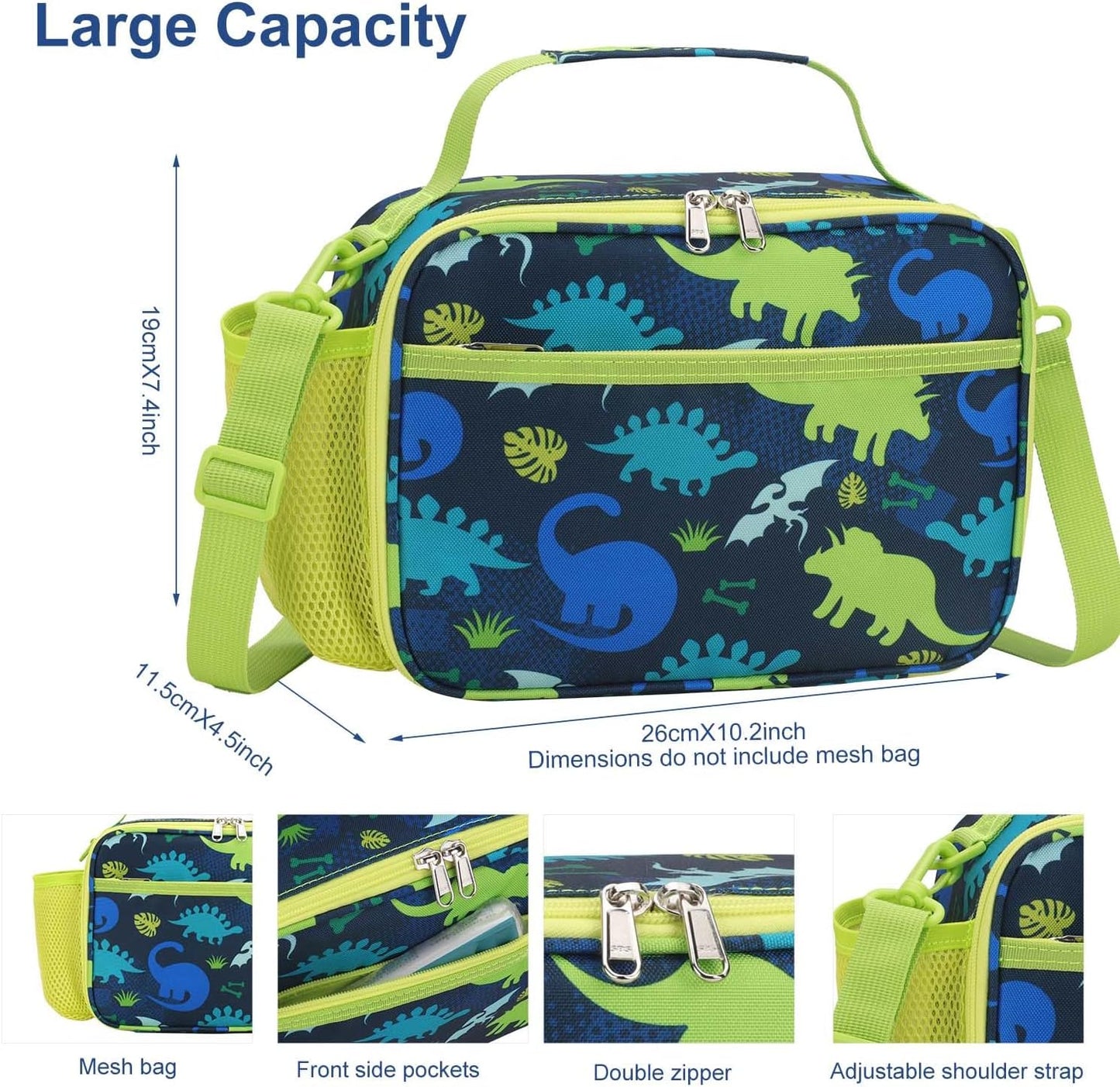 RHCPFOVR Kids Initial Lunch Bag - Insulated Lunch Box for Boys Girls,Washable Lunch Bag and Reusable Toddler Leak-proof Lunchbox for School and Daycare - Colors B