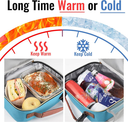 Genteen Lunch Box for Kids, Boys - Insulated Small LunchBox Reusable, Zip Closure & Buckle Handle, Portable Cooler for Work, School, Travel (Lake Green)