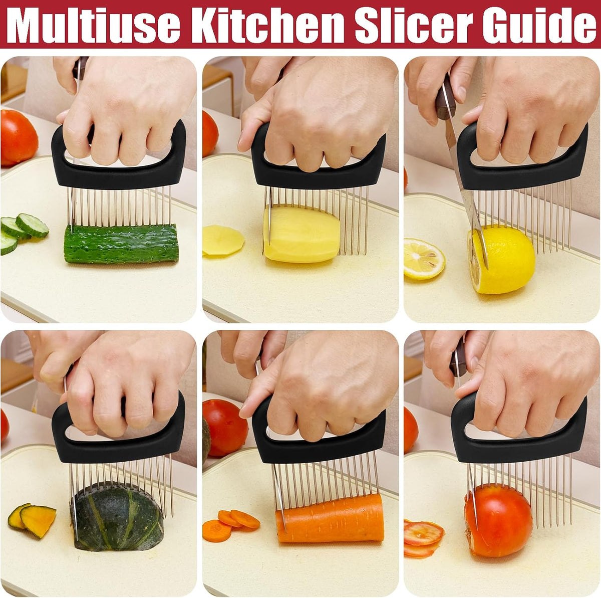 Extra-Large Onion Slicer – 304 Steel 16-Needle Cutter for Kitchen