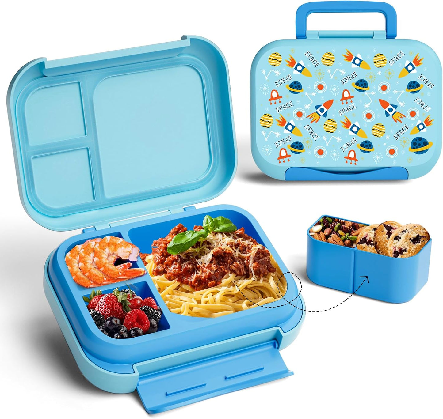 Kids Bento Lunch Box, Toast Shaped 4-Compartment 31OZ Container with Sauce Cup & Utensils (Ages 3+) Leak-Proof, Drop-Proof, Dishwasher Safe | BPA-Free Reusable Lunch Box for School, Travel | Pink