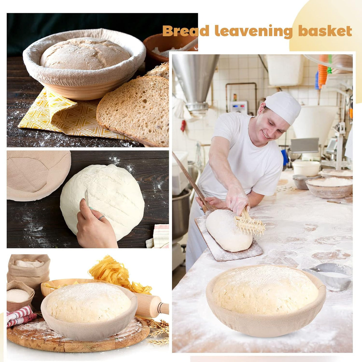 Ziliny 6 Pcs Banneton Bread Proofing Baskets for Sourdough,9 Inch,Round