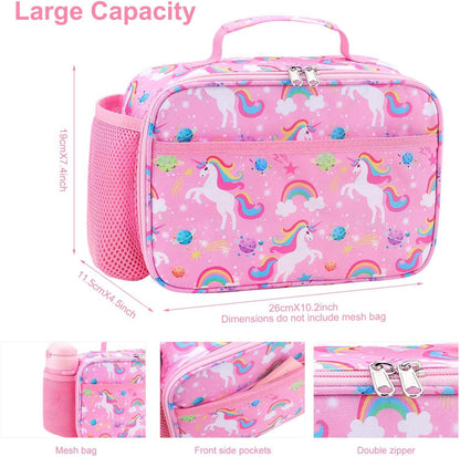RHCPFOVR Kids Lunch Bag - Insulated Lunch Box for Boys Girls,Washable Lunch Bag and Reusable Toddler Leak-proof Lunchbox for School and Daycare - Colors B