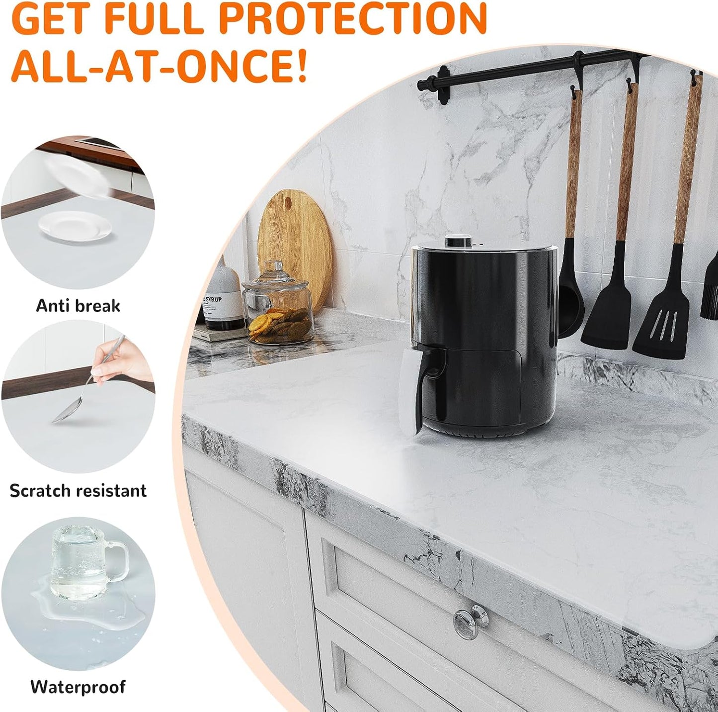 Warome Silicone Mat,78.7”x 23.6” Heat Resistant Mats for Countertop,Extra Large Countertop Protector Mat, Multi-functional Cuttable Kitchen Counter Mat, Silicone Mats for Kitchen Counter/Crafts- Grey