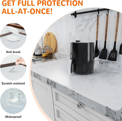 Warome Silicone Mat,78.7”x 23.6” Heat Resistant Mats for Countertop,Extra Large Countertop Protector Mat, Multi-functional Cuttable Kitchen Counter Mat, Silicone Mats for Kitchen Counter/Crafts- Grey