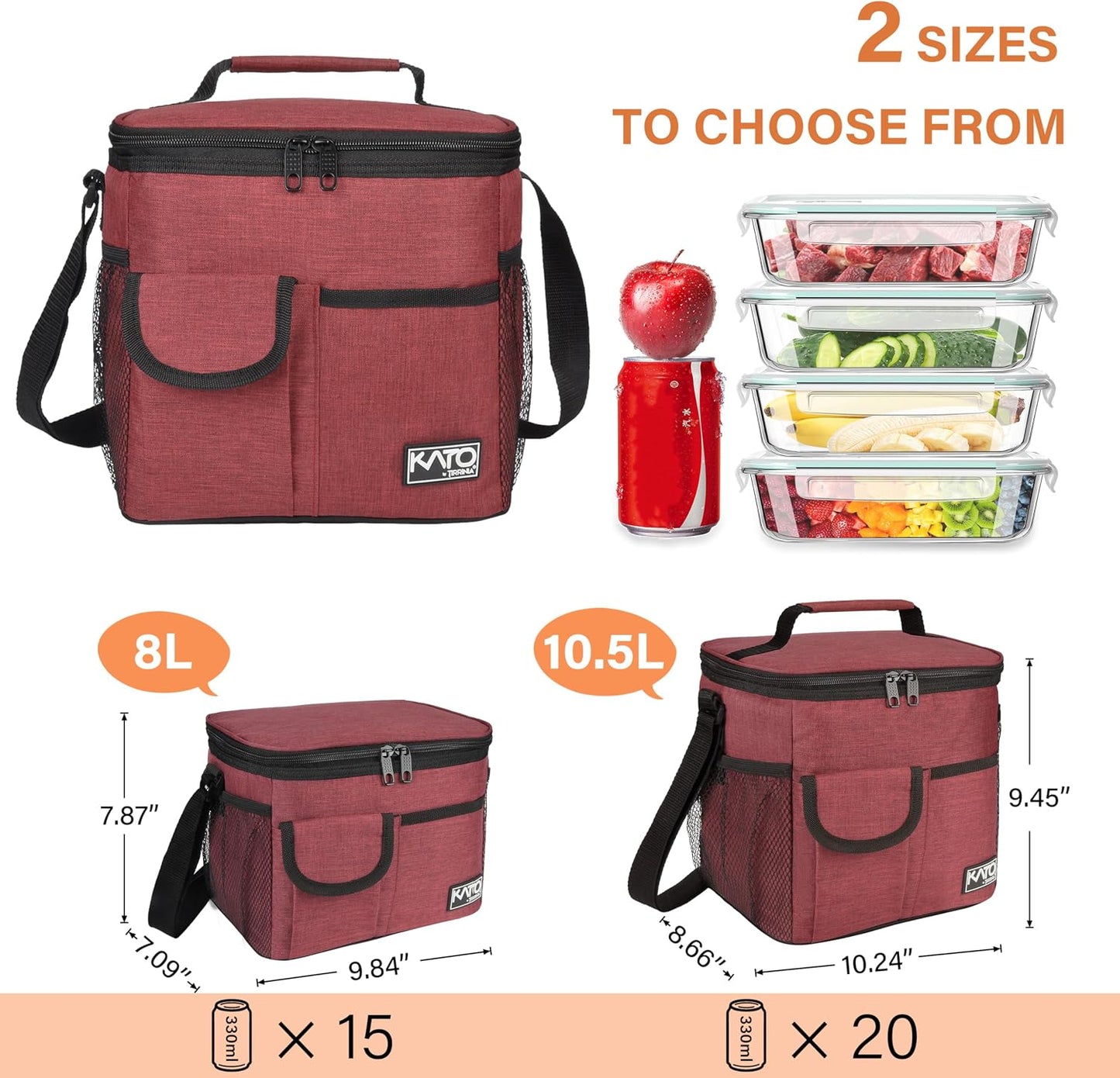 Tirrinia Insulated Lunch Bag for Women Men, Leakproof Lunch Box Containers for Adult, Work, School, Soft Lunchbox for Kids,Boys, Adult Cooler Bag for Picnic Hiking Beach,Charcoal