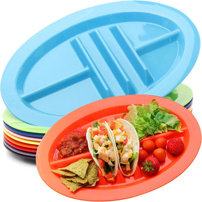 Youngever 9 Pack Plastic Taco Holder Plates, Reusable Taco Trays, Set of 9 in 9 Assorted Colors