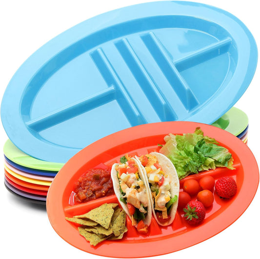 Youngever 9 Pack Plastic Taco Holder Plates, Reusable Taco Trays, Set of 9 in 9 Assorted Colors