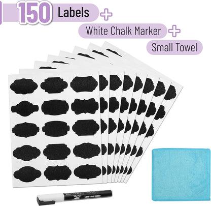 Mr. Pen- Chalkboard Labels, 100 pcs, Assorted Shapes | Waterproof Reusable Blackboard Stickers with 1 Erasable Liquid Chalk Marker for Mason Jars
