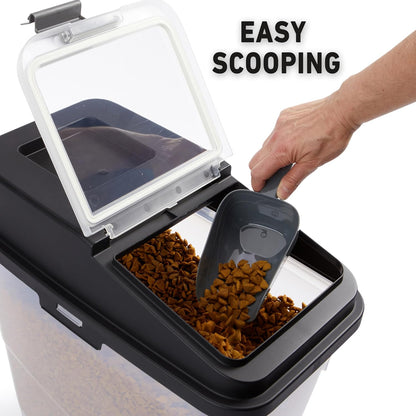 Mighty Tuff Airtight Dog Food Storage Container, Up to 36 lbs, with Portion Scoop – BPA Free Airtight Pet Food Bin on Wheels