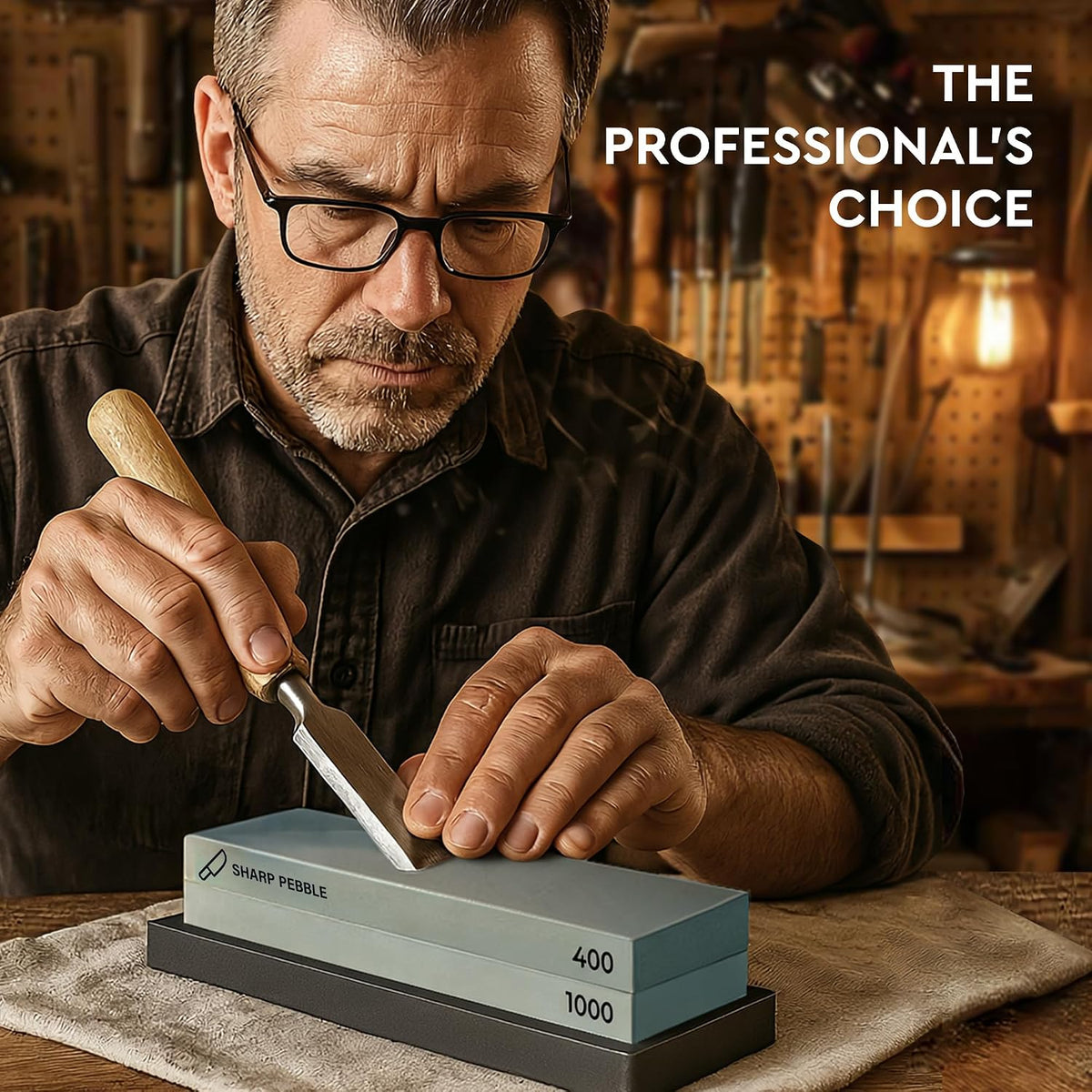 Sharp Pebble Whetstone Knife Sharpening Stone Kit - 2 Sided 400/1000 Grit