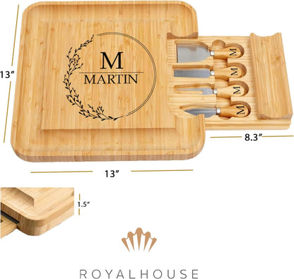 RoyalHouse Bamboo Cheese Board and Charcuterie Boards Set & Serving Tray for Meat, and Wine - Birthday Gifts for Women, Wedding Gift for Couples 2025, Bridal Shower, Housewarming Gift New Home