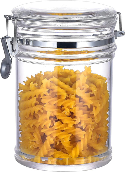 64 oz Reinforced Large Acrylic Canister with Locking Clamp, Airtight Flip Jar | Food Storage Container for Flour, Sugar, Coffee, Candy, Cookie etc