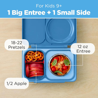 Omie OmieBox UP bento Box for Kids | Insulated Lunch Box | Leak Proof Vacuum Insulated Thermal Food jar | Cooler ice Pack | 2 Compartments (Cherry Pink)
