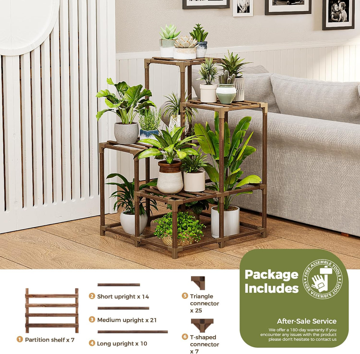 Bamworld Plant Stand Indoor Plant Shelf Outdoor Wood Plant Rack