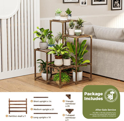 Bamworld Plant Stand Indoor Plant Shelf Outdoor Wood Plant Rack