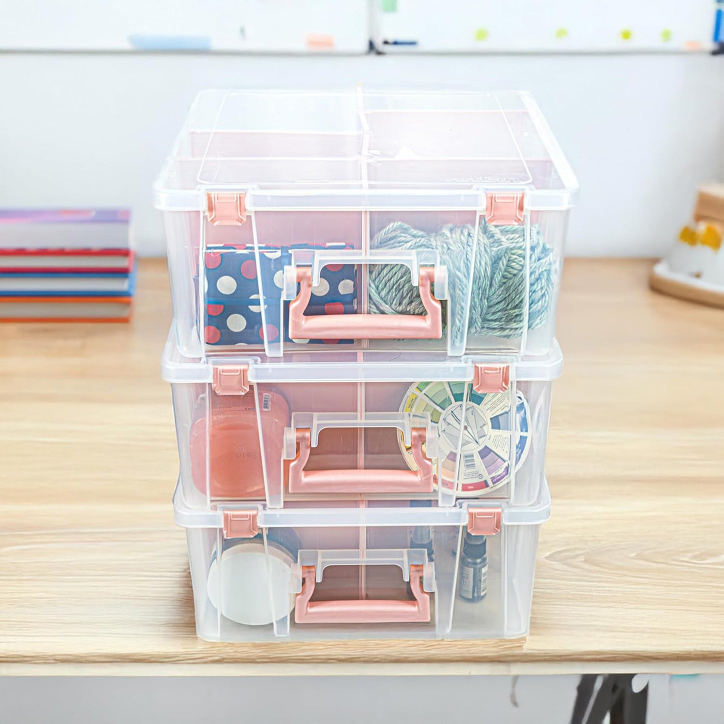 ArtBin 6990SO Super Satchel Double Deep Compartment Box - Art Storage with 8 Removable Compartments, Smart Closure for Craft Supplies (Gold - Pack of 1)
