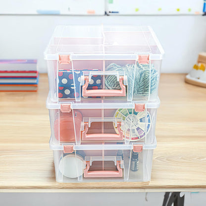 ArtBin 6990SO Super Satchel Double Deep Compartment Box - Art Storage with 8 Removable Compartments, Smart Closure for Craft Supplies (Gold - Pack of 1)