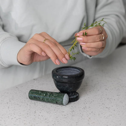 Fox Run Marble Mortar and Pestle Set, White, Small 4" Pestle and Mortar