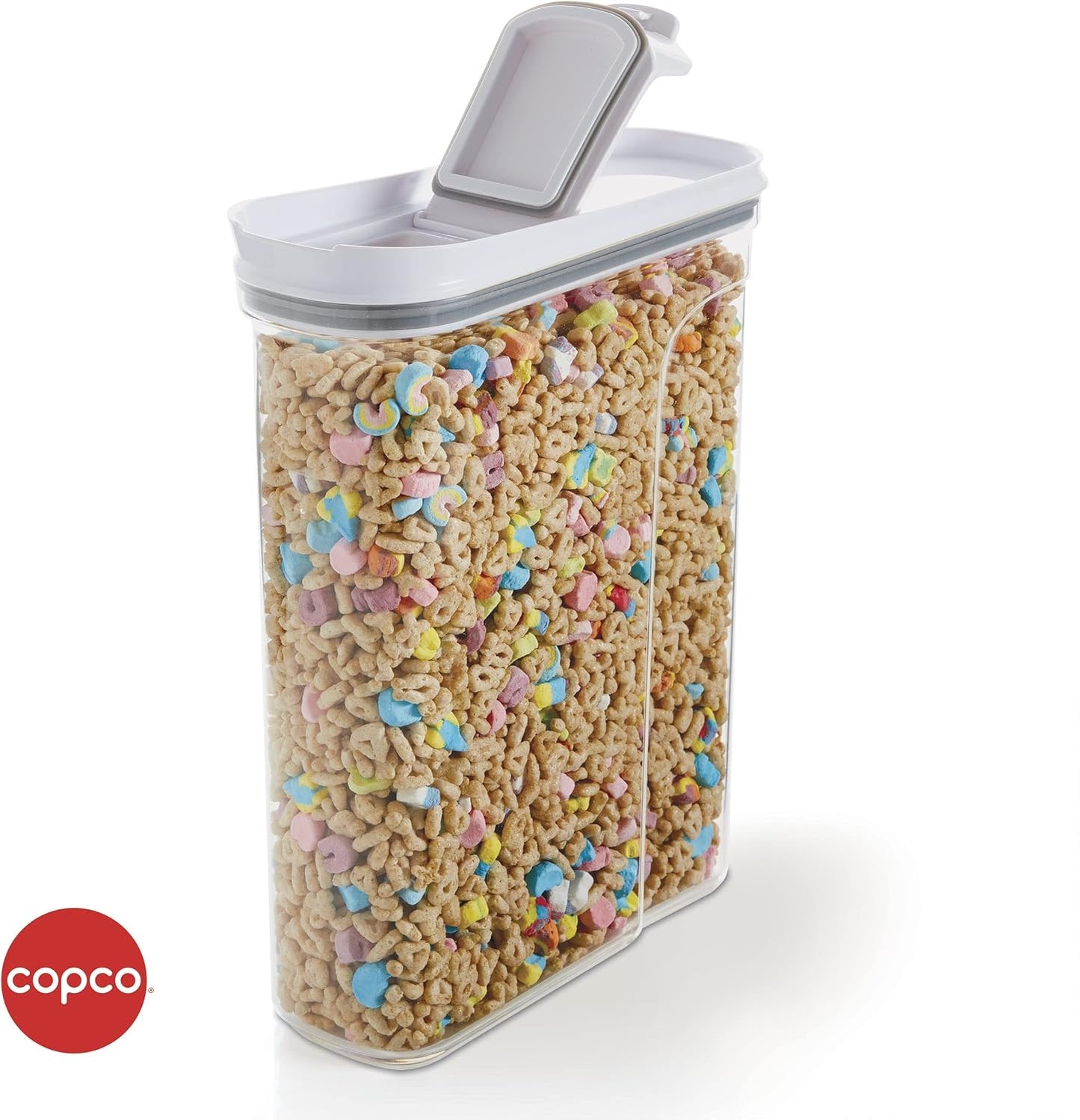 Copco Clear Cereal Storage Container 4.75 Qt - Airtight Flip-Top Lid, BPA-Free Plastic, Pantry Organizer for Dry Food, Cereal, Pasta, Nuts, Pet Food - Space-Saving Kitchen Storage Bin