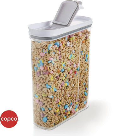 Copco Clear Cereal Storage Container 4.75 Qt - Airtight Flip-Top Lid, BPA-Free Plastic, Pantry Organizer for Dry Food, Cereal, Pasta, Nuts, Pet Food - Space-Saving Kitchen Storage Bin