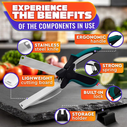 2 in 1 Kitchen Scissors for Food with Knife Sharpener (Grey)