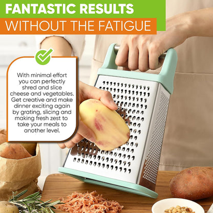 Spring Chef Stainless Steel XL Cheese Grater for Kitchen, Green
