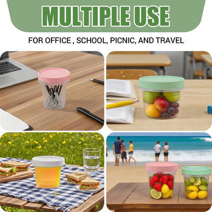 6 Pack 10oz Food Storage Containers, Plastic Containers with Twist Top Lid, Reusable Dishwasher Freezer Safe Airtight, Takeout Container - Ideal for Soup and More