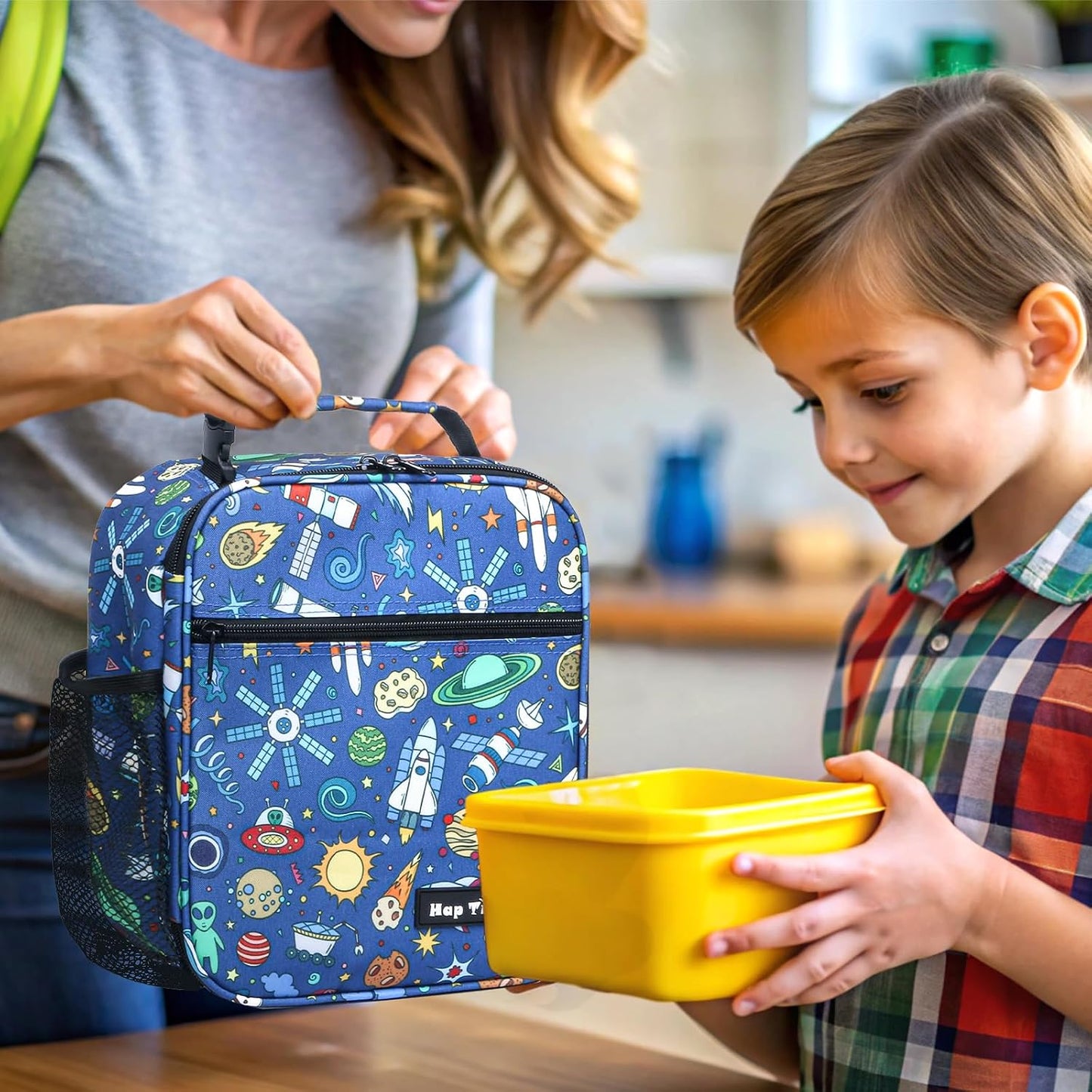 Hap Tim Kids Lunch Box for Girls Boys, Reusable Lunch Bag for Kids, Spacious Lunchbox, Insulated Lunchbag, Purple Unicorn(18654-PP)
