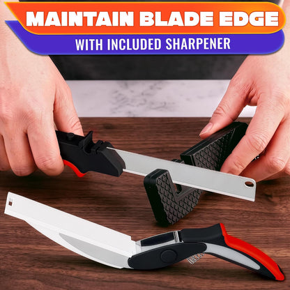 2 in 1 Kitchen Scissors for Food with Knife Sharpener (Grey)
